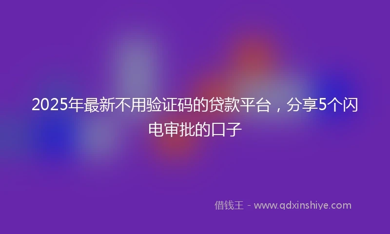 2025年最新不用验证码的贷款平台，分享5个闪电审批的口子