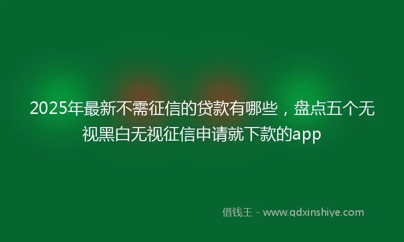 2025年最新不需征信的贷款有哪些，盘点五个无视黑白无视征信申请就下款的app