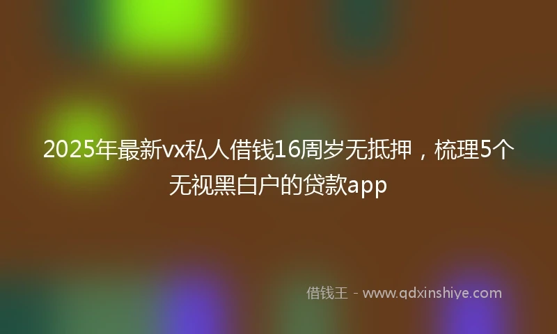 2025年最新vx私人借钱16周岁无抵押，梳理5个无视黑白户的贷款app