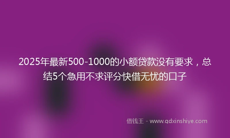 2025年最新500-1000的小额贷款没有要求，总结5个急用不求评分快借无忧的口子