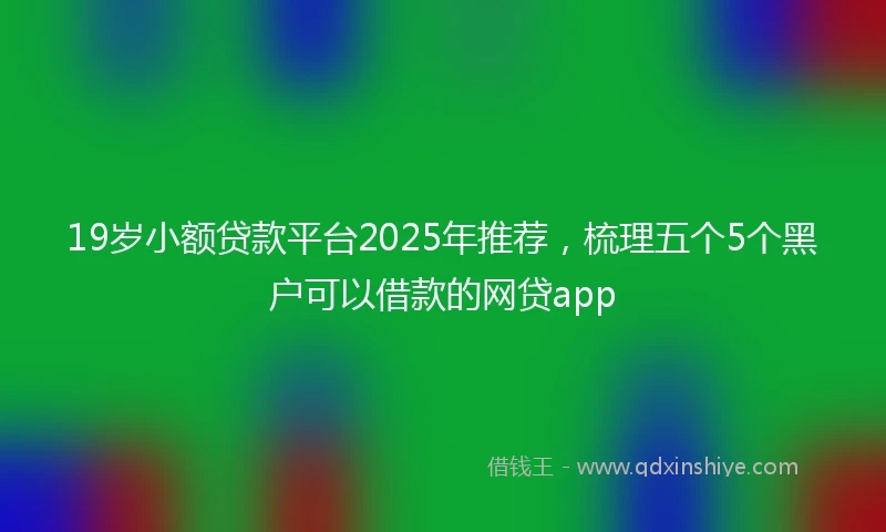19岁小额贷款平台2025年推荐，梳理五个5个黑户可以借款的网贷app