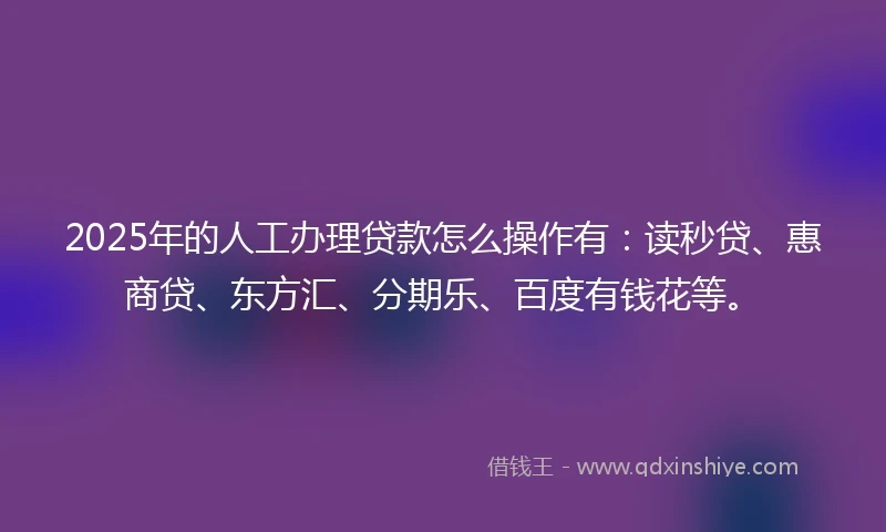 2025年的人工办理贷款怎么操作有：读秒贷、惠商贷、东方汇、分期乐、百度有钱花等。