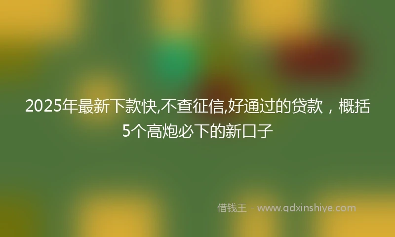 2025年最新下款快,不查征信,好通过的贷款，概括5个高炮必下的新口子