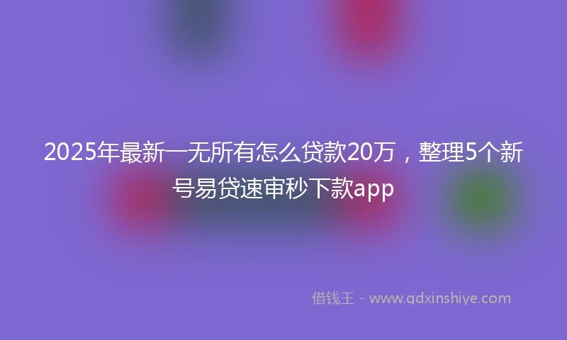 2025年最新一无所有怎么贷款20万，整理5个新号易贷速审秒下款app