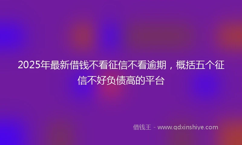 2025年最新借钱不看征信不看逾期，概括五个征信不好负债高的平台