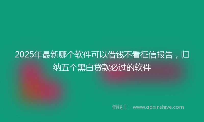 2025年最新哪个软件可以借钱不看征信报告，归纳五个黑白贷款必过的软件