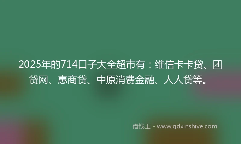 2025年的714口子大全超市有：维信卡卡贷、团贷网、惠商贷、中原消费金融、人人贷等。