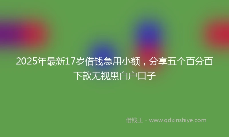 2025年最新17岁借钱急用小额，分享五个百分百下款无视黑白户口子