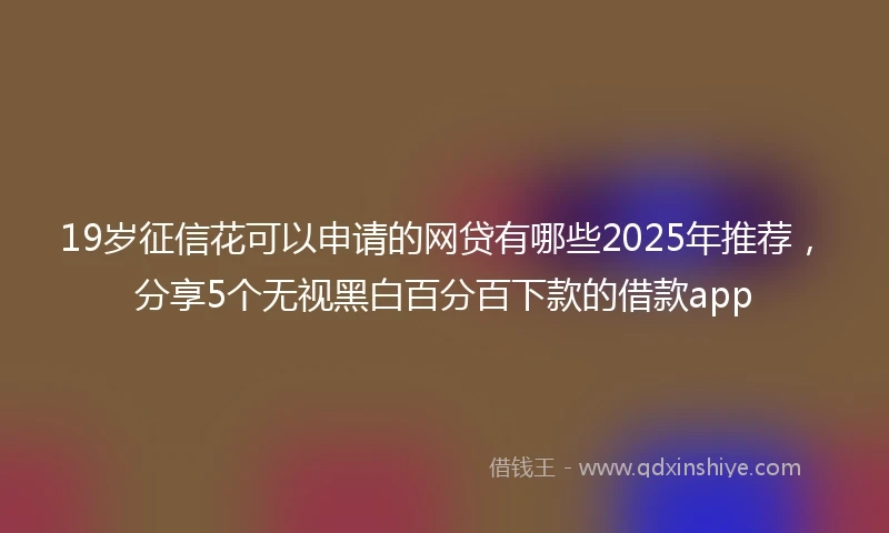 19岁征信花可以申请的网贷有哪些2025年推荐，分享5个无视黑白百分百下款的借款app