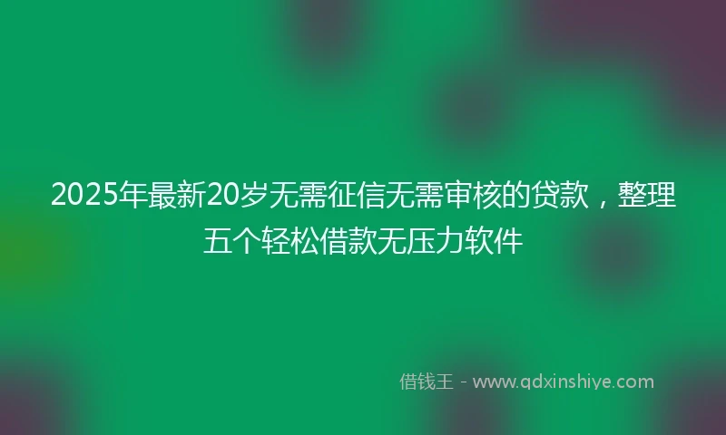 2025年最新20岁无需征信无需审核的贷款，整理五个轻松借款无压力软件
