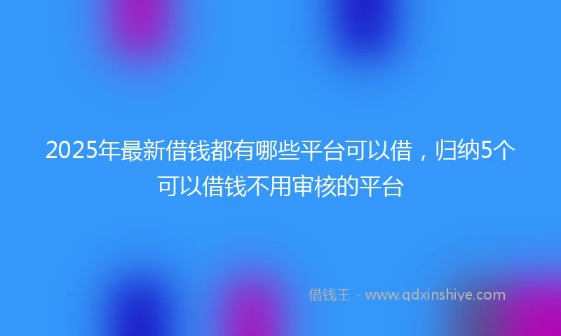 2025年最新借钱都有哪些平台可以借，归纳5个可以借钱不用审核的平台