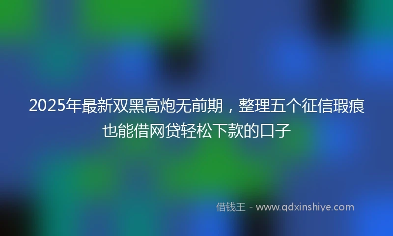 2025年最新双黑高炮无前期，整理五个征信瑕疵也能借网贷轻松下款的口子