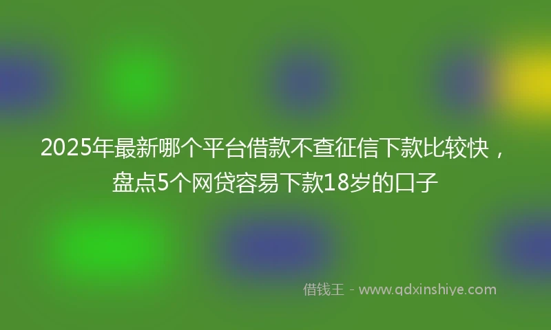 2025年最新哪个平台借款不查征信下款比较快，盘点5个网贷容易下款18岁的口子