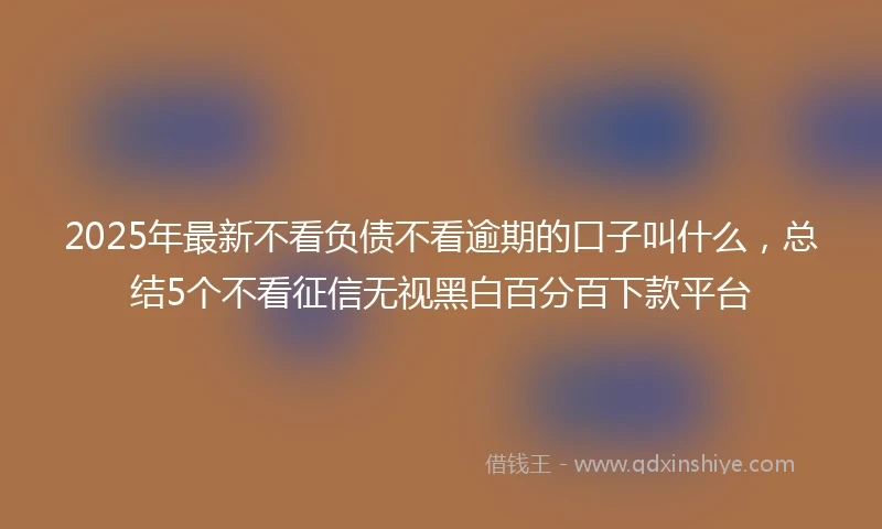 2025年最新不看负债不看逾期的口子叫什么，总结5个不看征信无视黑白百分百下款平台