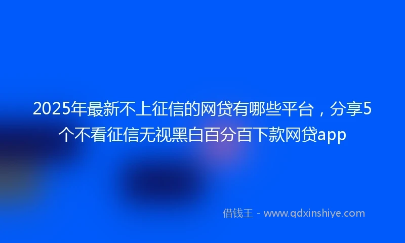 2025年最新不上征信的网贷有哪些平台，分享5个不看征信无视黑白百分百下款网贷app