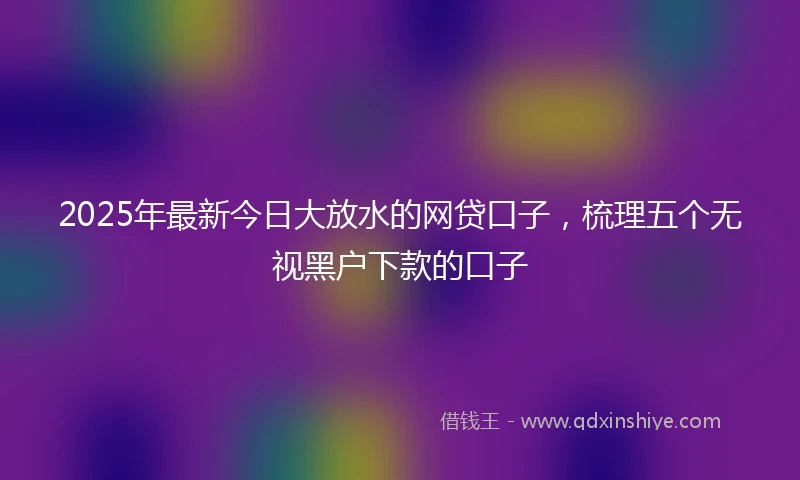2025年最新今日大放水的网贷口子，梳理五个无视黑户下款的口子