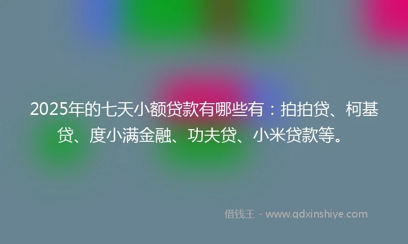 2025年的七天小额贷款有哪些有：拍拍贷、柯基贷、度小满金融、功夫贷、小米贷款等。