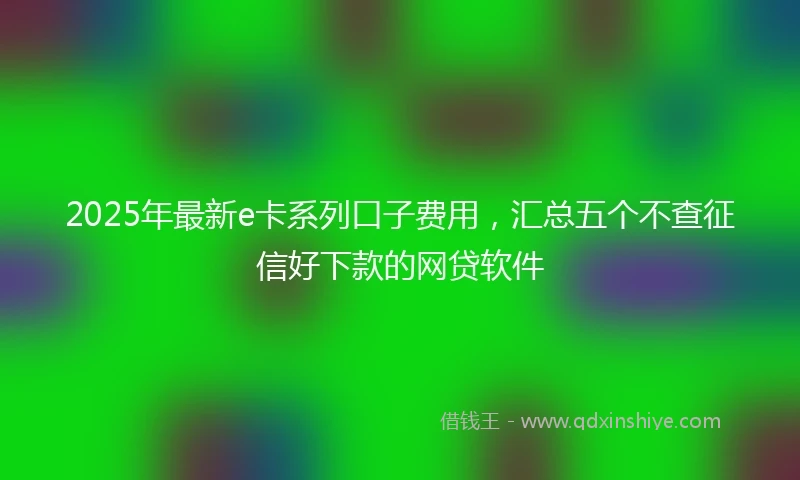 2025年最新e卡系列口子费用，汇总五个不查征信好下款的网贷软件