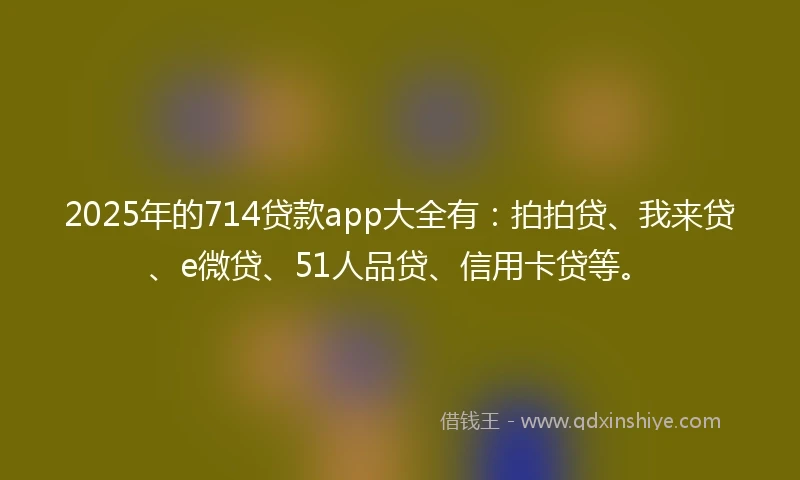 2025年的714贷款app大全有：拍拍贷、我来贷、e微贷、51人品贷、信用卡贷等。