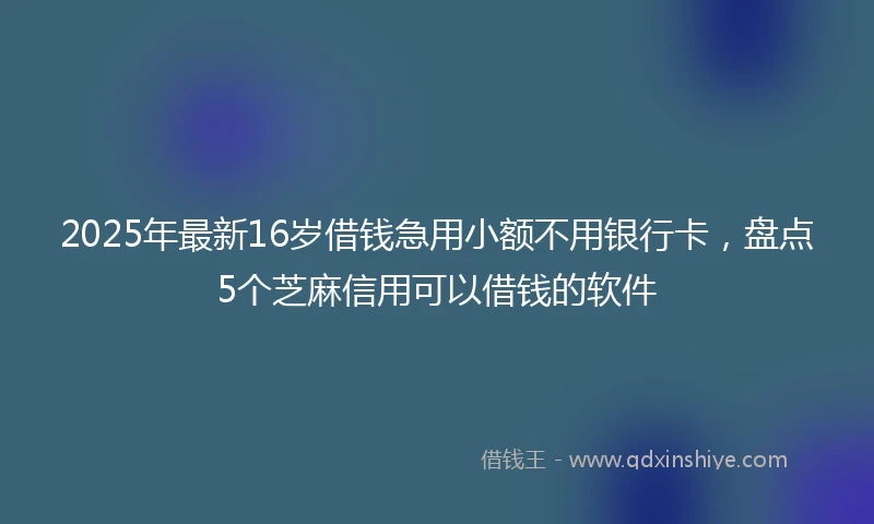 2025年最新16岁借钱急用小额不用银行卡，盘点5个芝麻信用可以借钱的软件