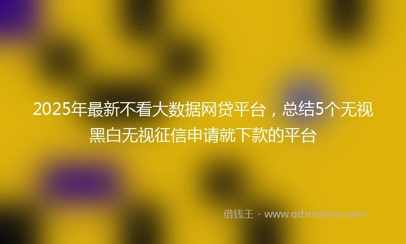 2025年最新不看大数据网贷平台，总结5个无视黑白无视征信申请就下款的平台