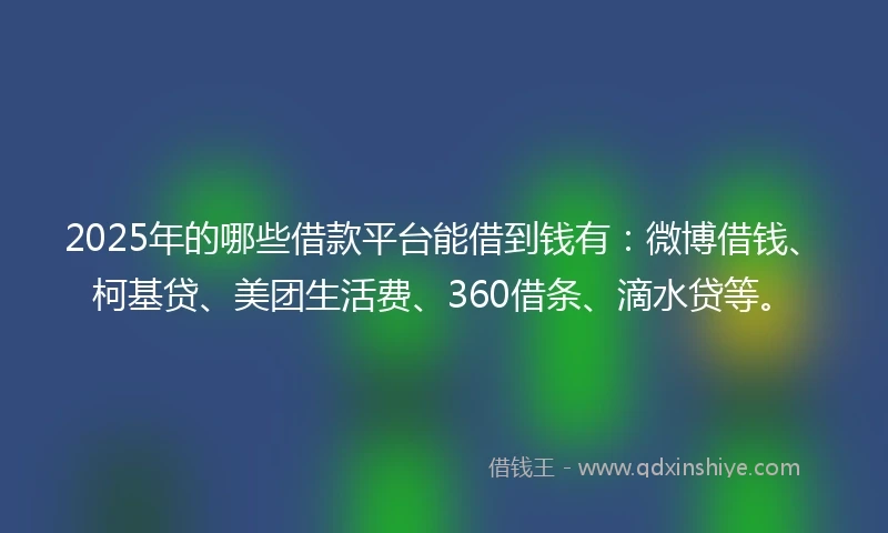 2025年的哪些借款平台能借到钱有：微博借钱、柯基贷、美团生活费、360借条、滴水贷等。