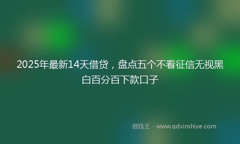 2025年最新14天借贷，盘点五个不看征信无视黑白百分百下款口子