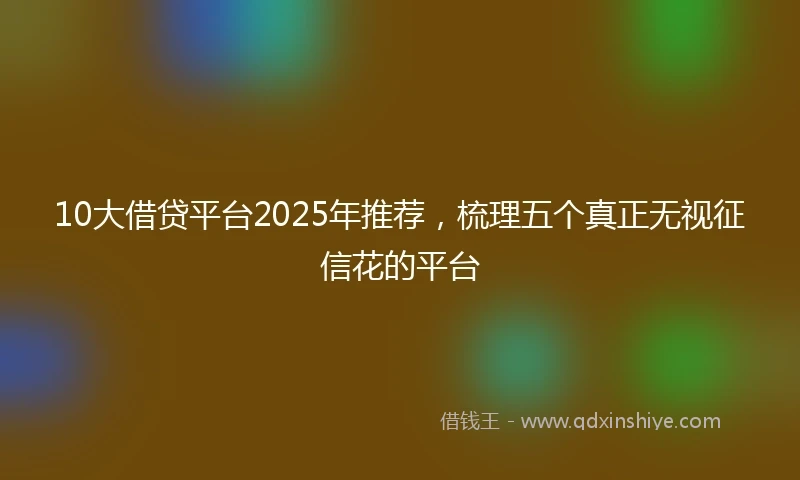 10大借贷平台2025年推荐，梳理五个真正无视征信花的平台