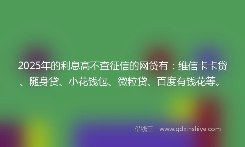 2025年的利息高不查征信的网贷有：维信卡卡贷、随身贷、小花钱包、微粒贷、百度有钱花等。