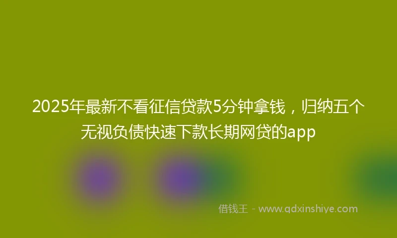 2025年最新不看征信贷款5分钟拿钱，归纳五个无视负债快速下款长期网贷的app