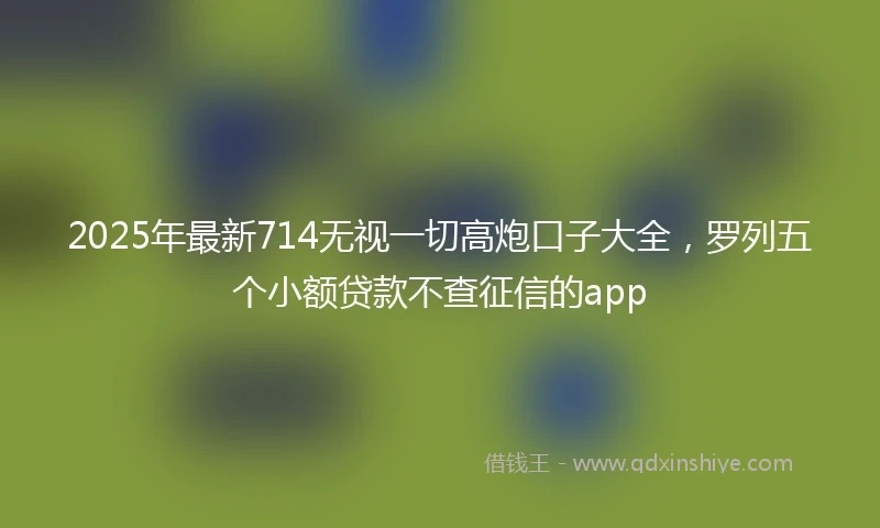 2025年最新714无视一切高炮口子大全，罗列五个小额贷款不查征信的app