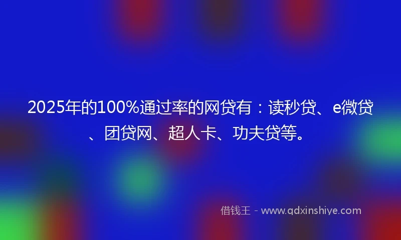 2025年的100%通过率的网贷有：读秒贷、e微贷、团贷网、超人卡、功夫贷等。
