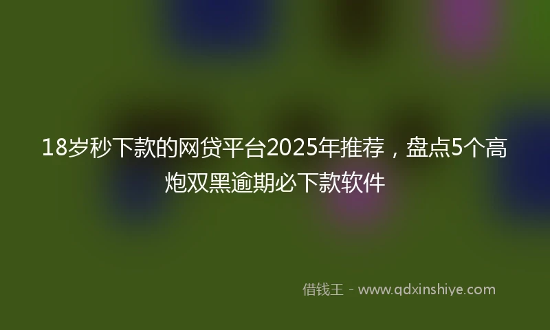 18岁秒下款的网贷平台2025年推荐，盘点5个高炮双黑逾期必下款软件