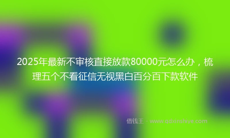 2025年最新不审核直接放款80000元怎么办，梳理五个不看征信无视黑白百分百下款软件