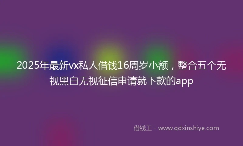 2025年最新vx私人借钱16周岁小额，整合五个无视黑白无视征信申请就下款的app
