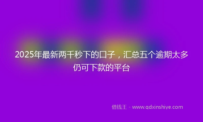 2025年最新两千秒下的口子，汇总五个逾期太多仍可下款的平台