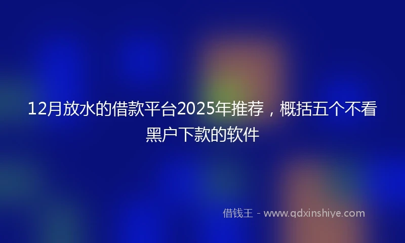 12月放水的借款平台2025年推荐，概括五个不看黑户下款的软件