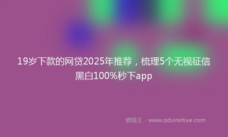 19岁下款的网贷2025年推荐，梳理5个无视征信黑白100%秒下app