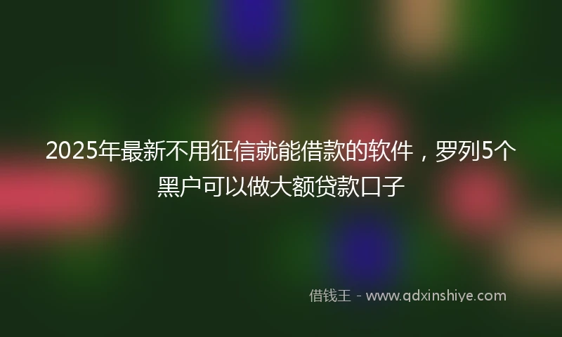 2025年最新不用征信就能借款的软件，罗列5个黑户可以做大额贷款口子
