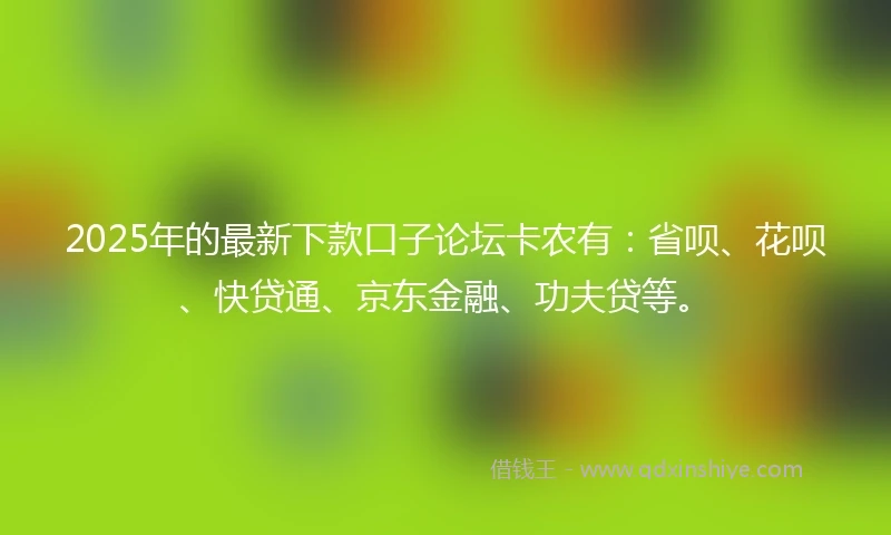 2025年的最新下款口子论坛卡农有：省呗、花呗、快贷通、京东金融、功夫贷等。
