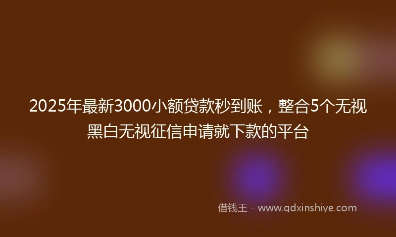 2025年最新3000小额贷款秒到账，整合5个无视黑白无视征信申请就下款的平台