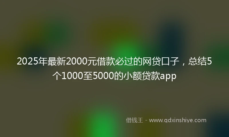 2025年最新2000元借款必过的网贷口子，总结5个1000至5000的小额贷款app