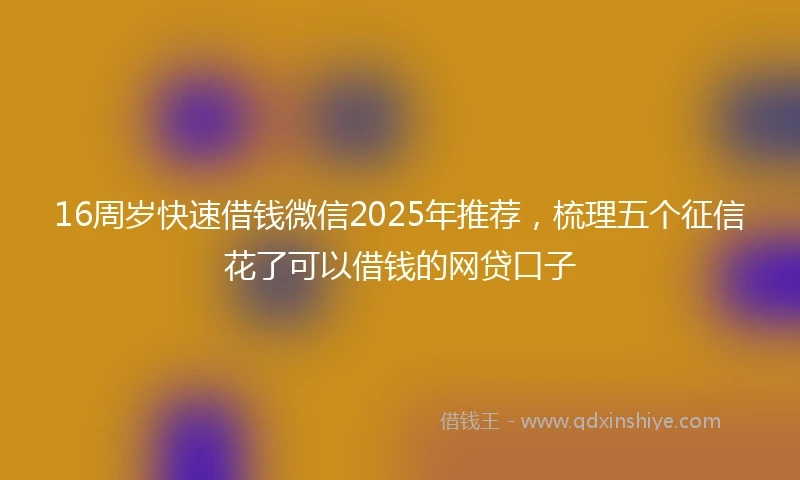 16周岁快速借钱微信2025年推荐，梳理五个征信花了可以借钱的网贷口子