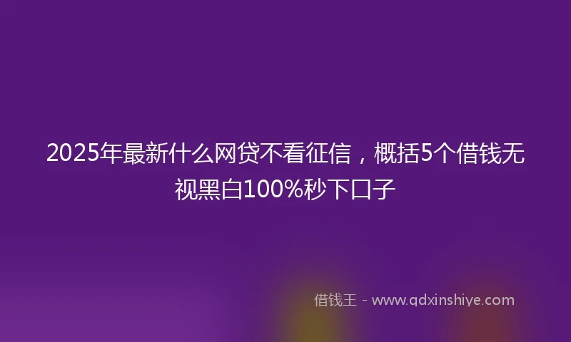 2025年最新什么网贷不看征信，概括5个借钱无视黑白100%秒下口子