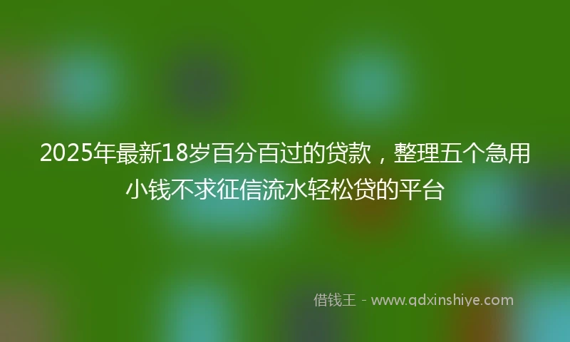 2025年最新18岁百分百过的贷款，整理五个急用小钱不求征信流水轻松贷的平台