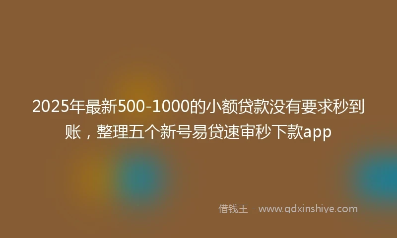 2025年最新500-1000的小额贷款没有要求秒到账，整理五个新号易贷速审秒下款app