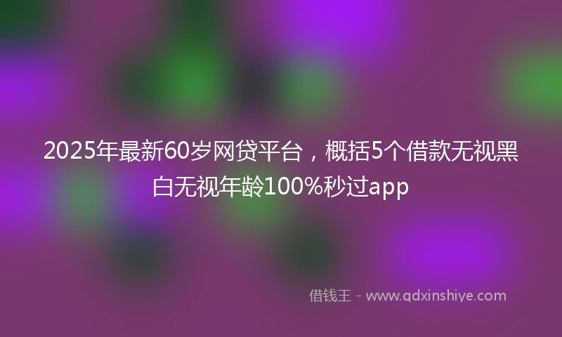 2025年最新60岁网贷平台，概括5个借款无视黑白无视年龄100%秒过app