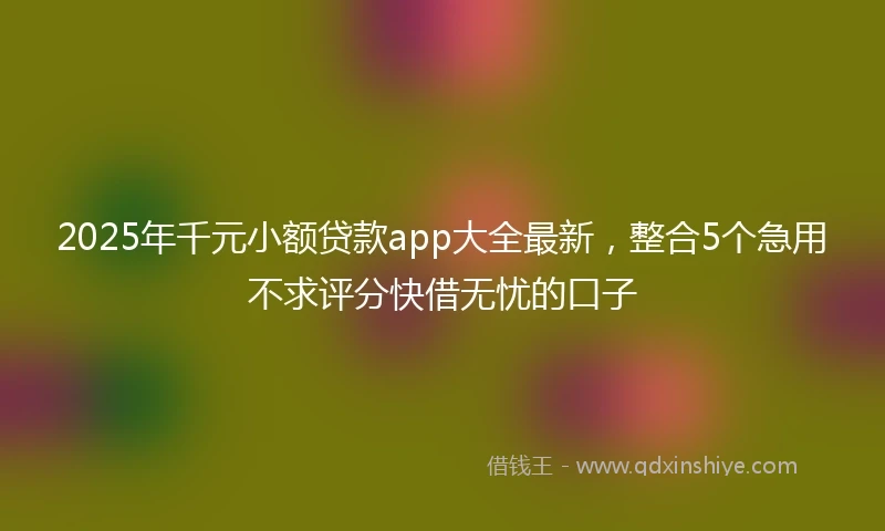 2025年千元小额贷款app大全最新，整合5个急用不求评分快借无忧的口子
