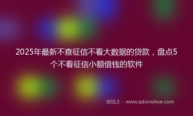 2025年最新不查征信不看大数据的贷款，盘点5个不看征信小额借钱的软件