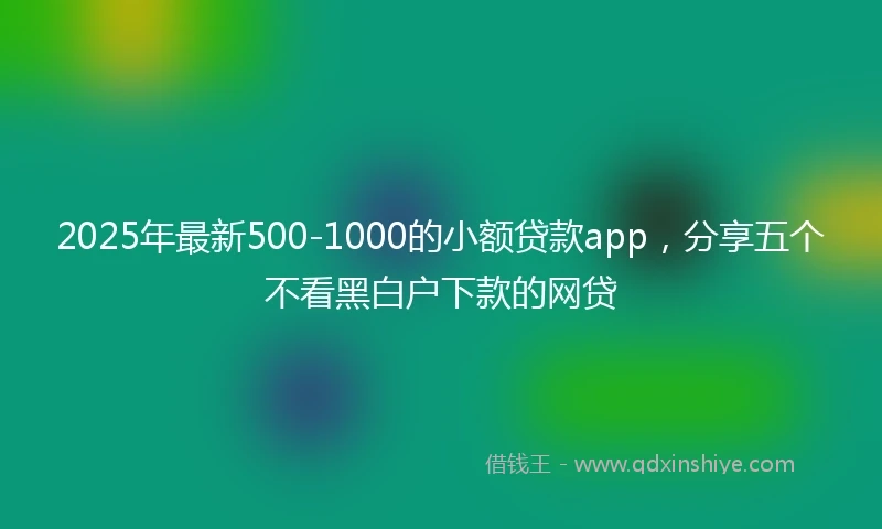 2025年最新500-1000的小额贷款app，分享五个不看黑白户下款的网贷